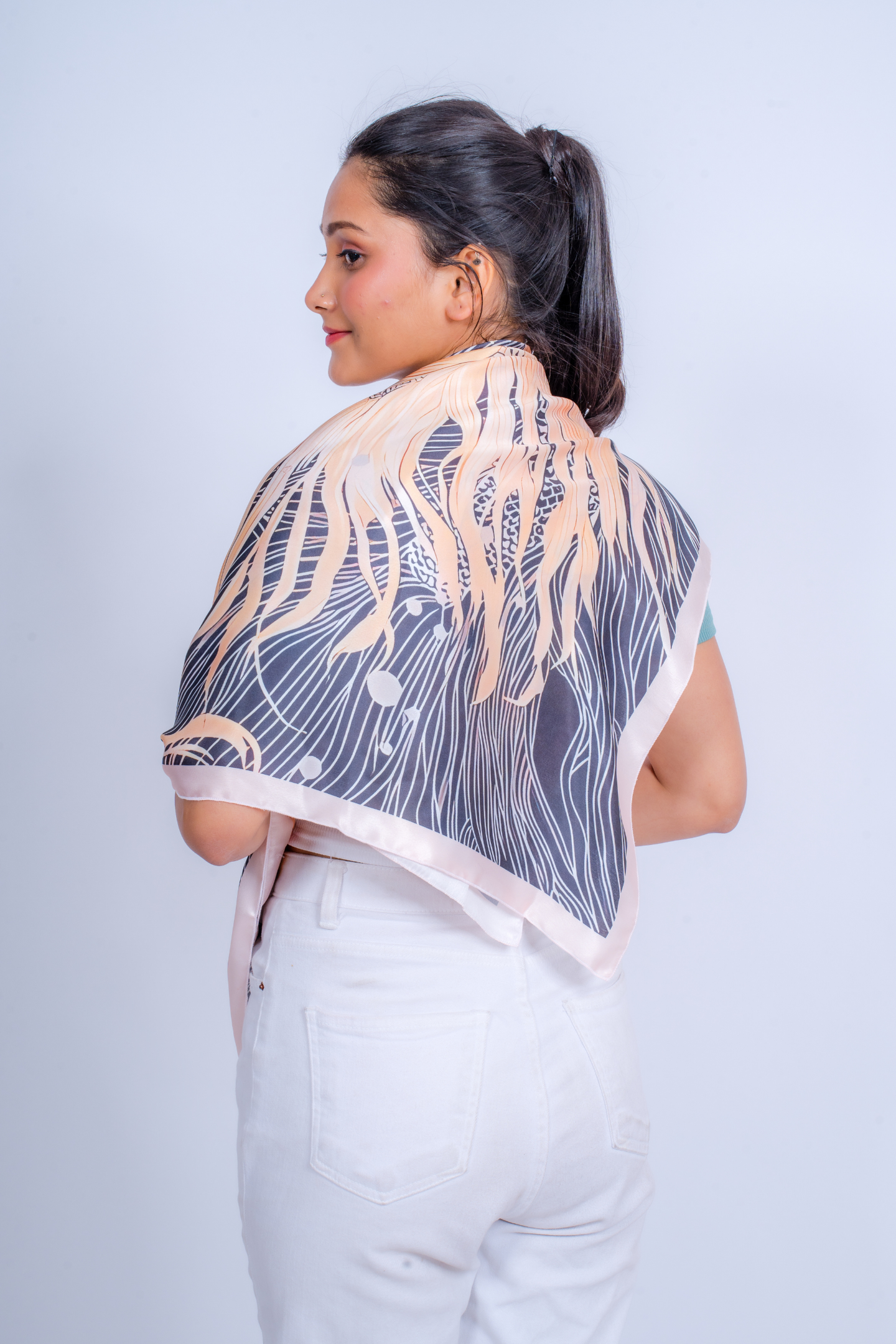 Golden Bloom Satin Scarf