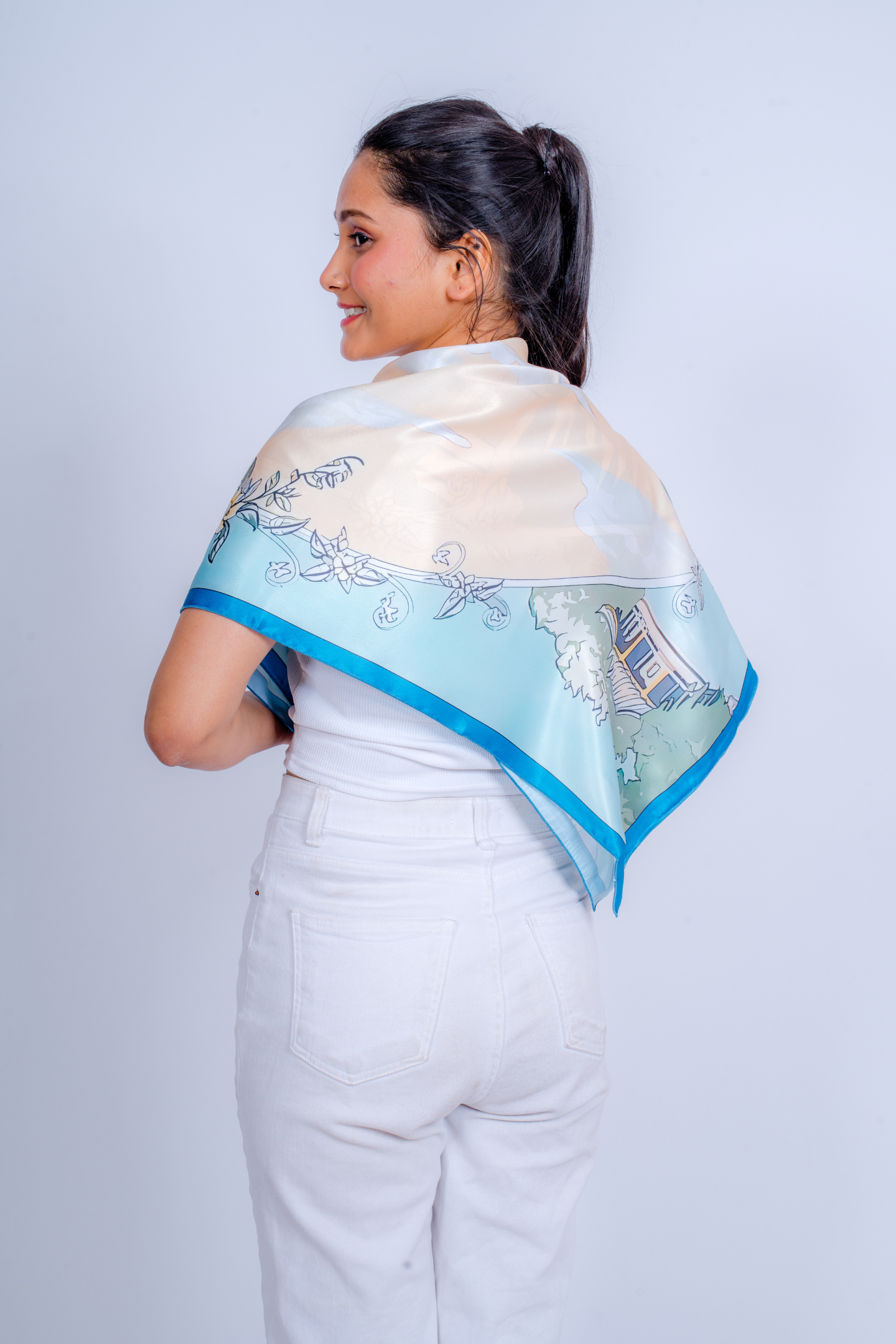 Serene Landscape Satin Scarf