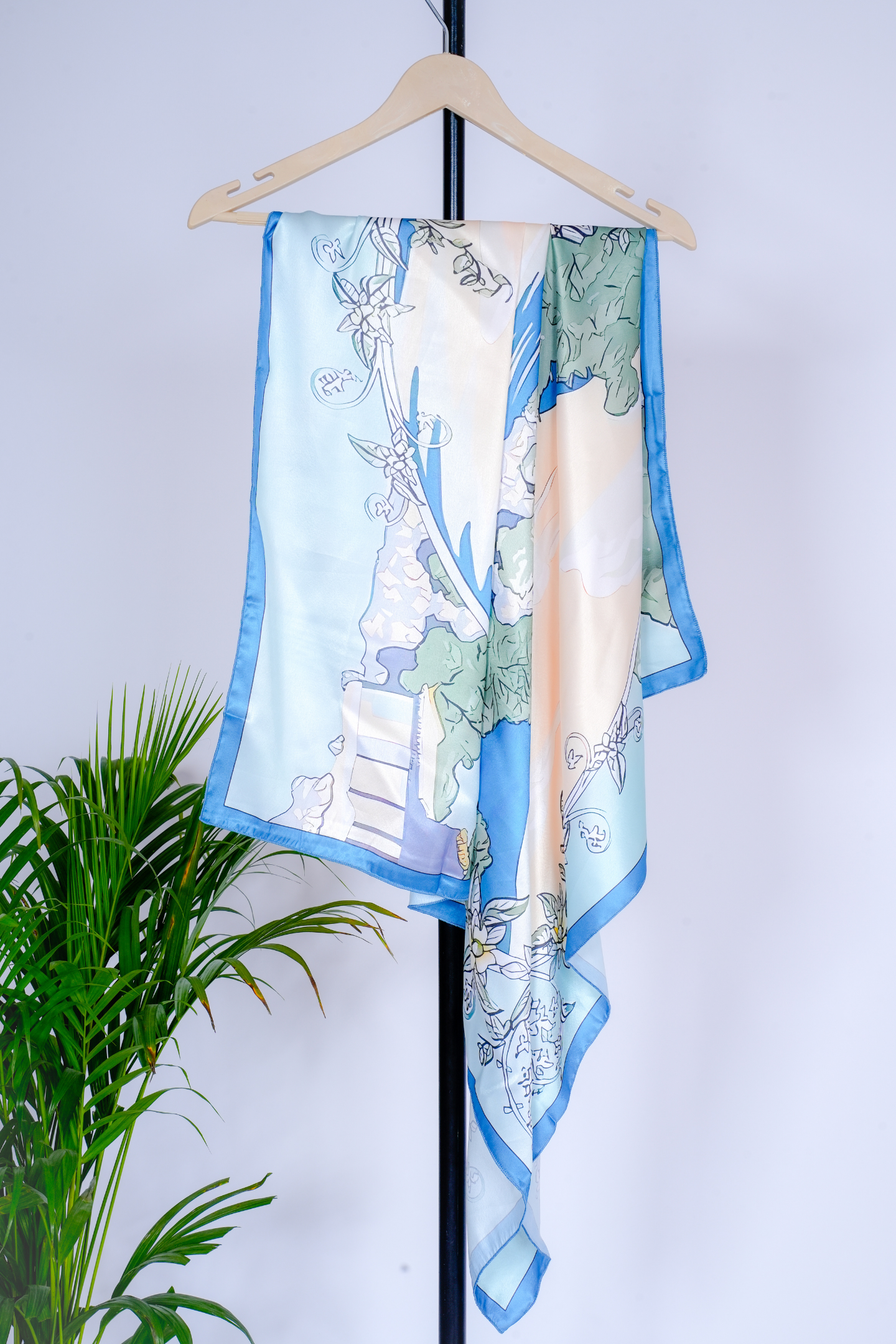 Serene Landscape Satin Scarf