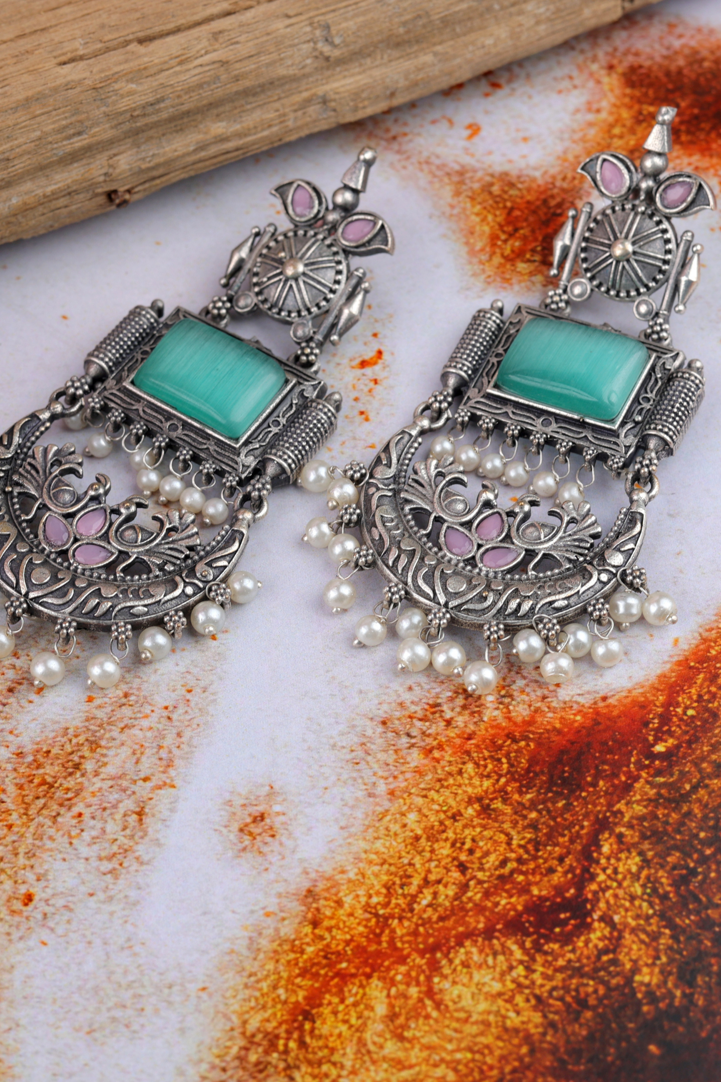 Antique Oxidized Silver Chandbali Earring