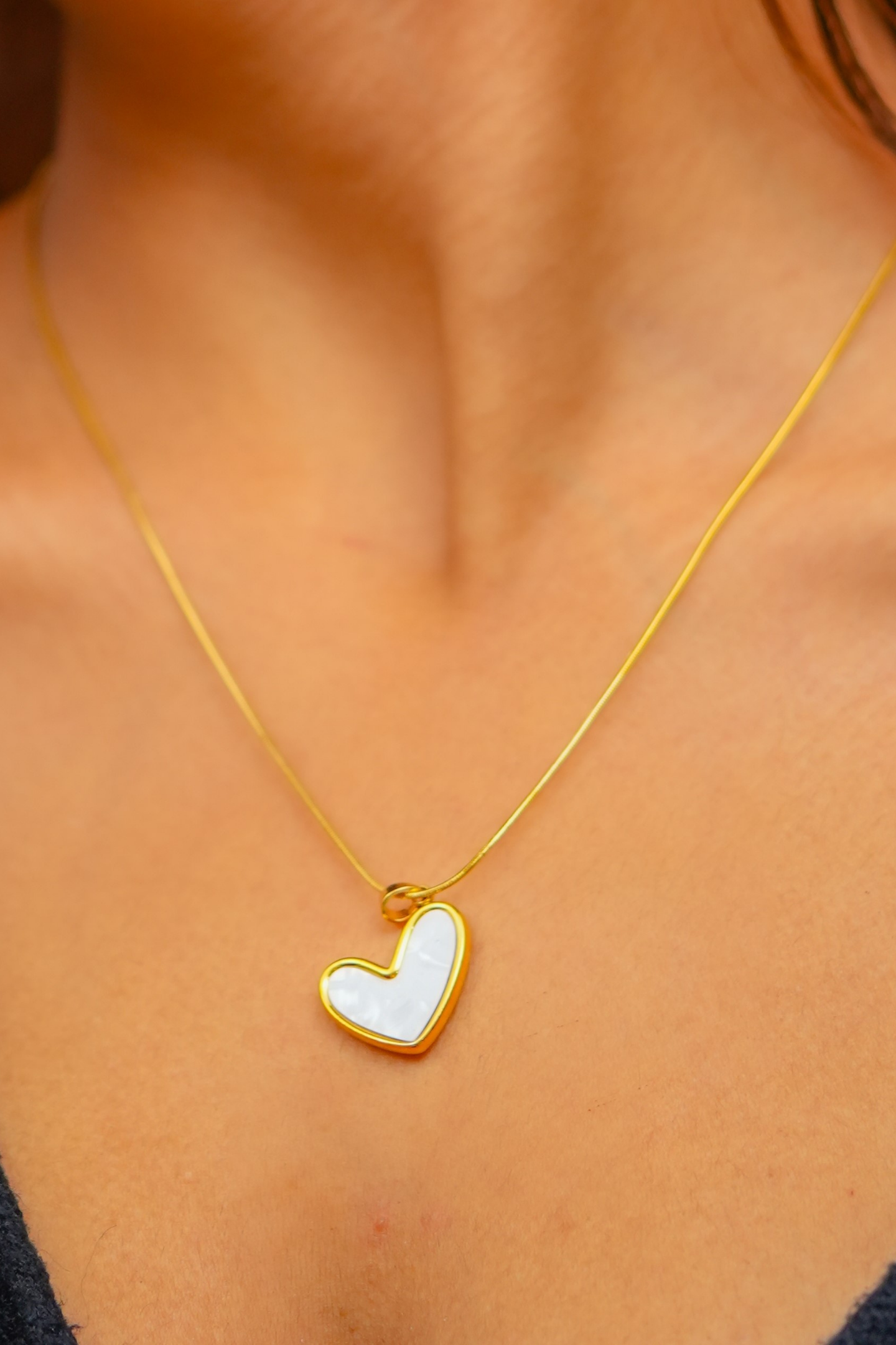 Gold-Plated Hollow Heart Necklace