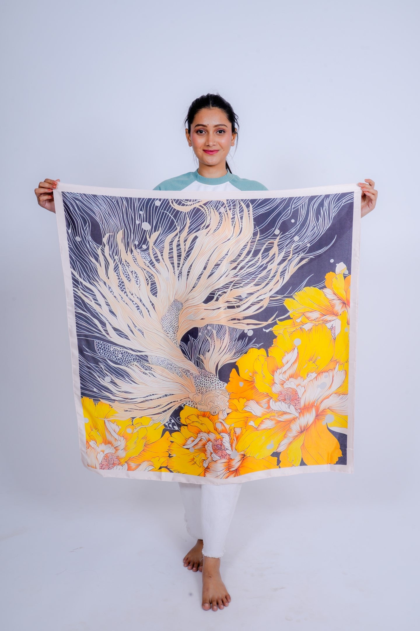 Golden Bloom Satin Scarf