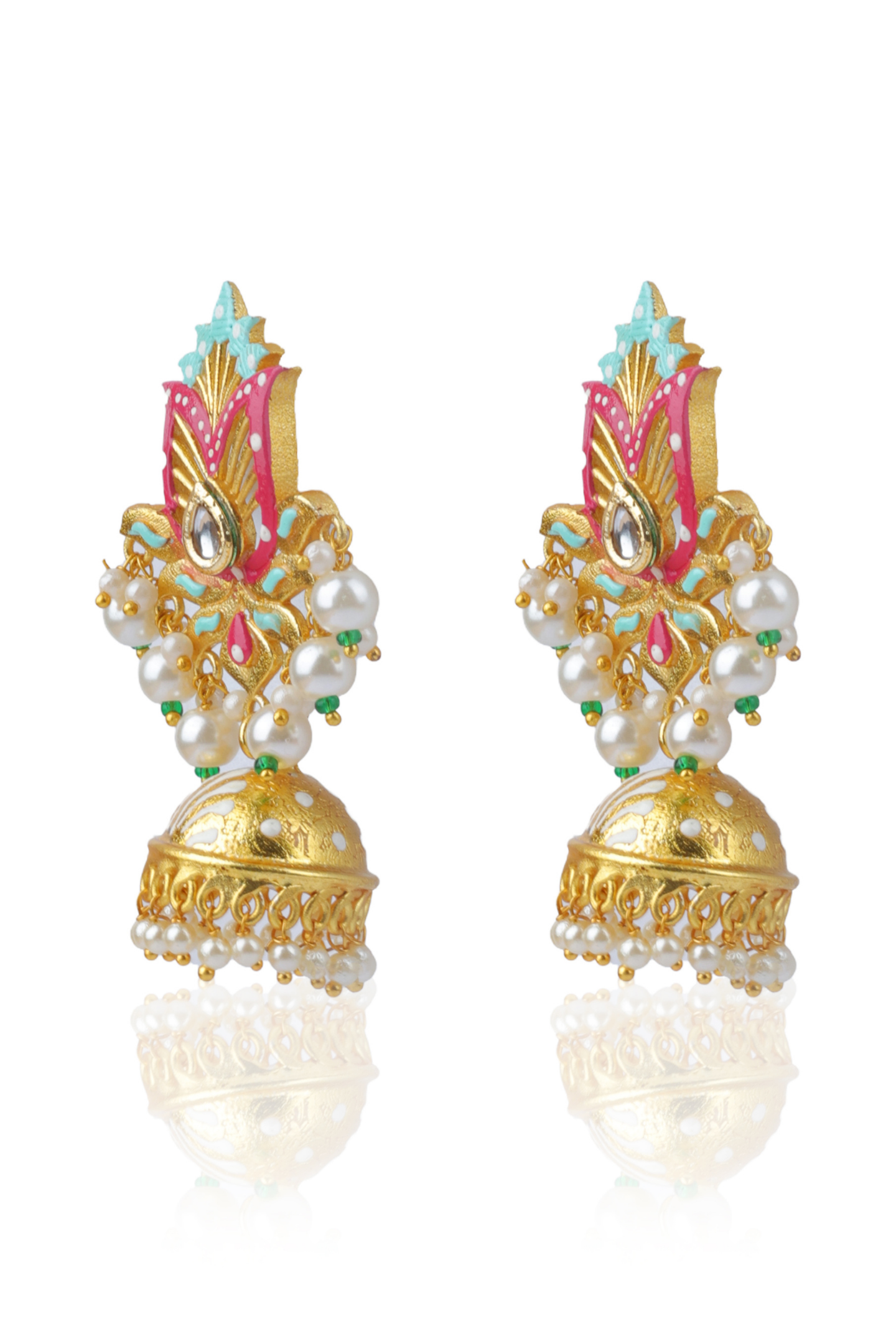 Pink-Blue Hand Painted Jhumki