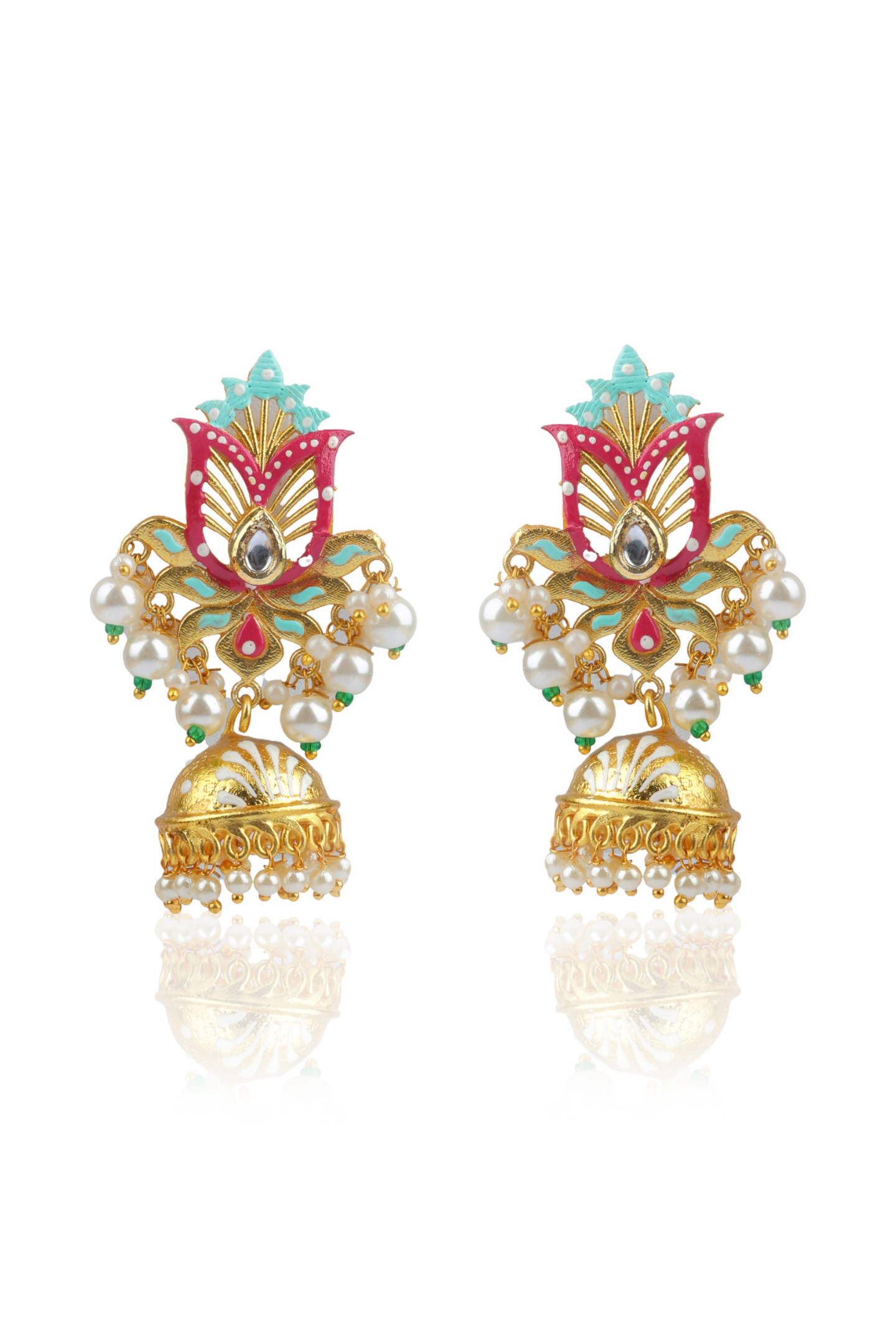 Pink-Blue Hand Painted Jhumki