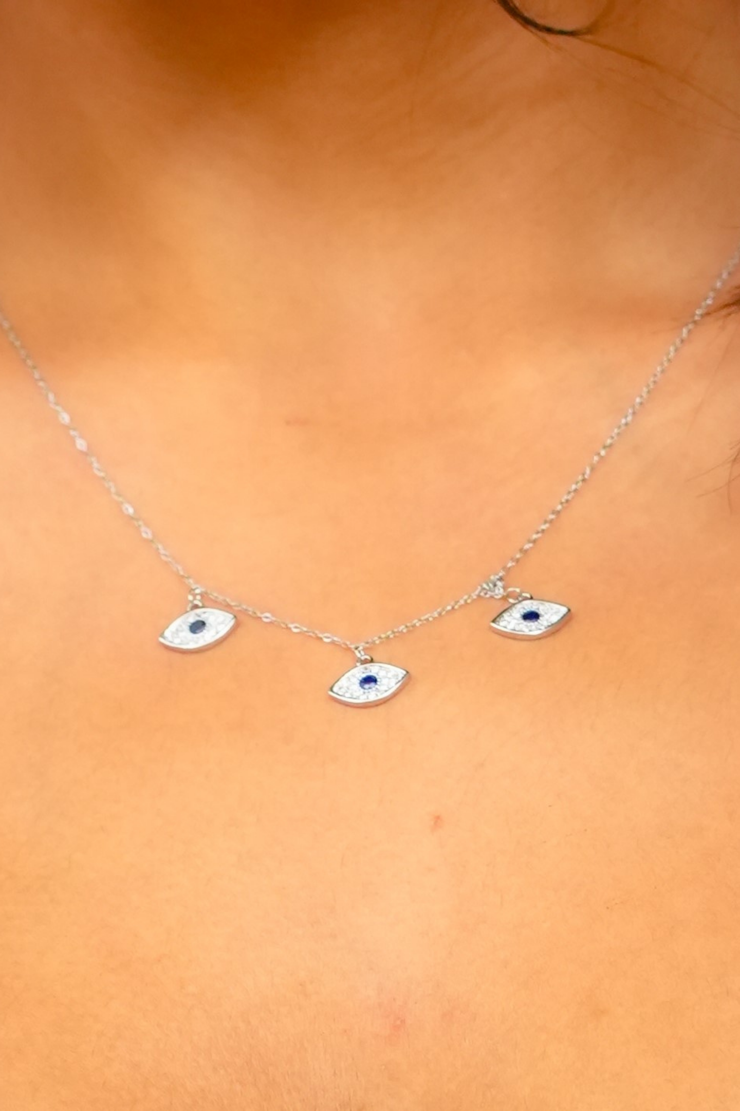 Silver-Plated Evil Eye Pendant