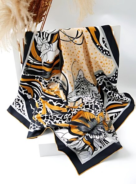 Leopard Print Silk Scarf 100×100