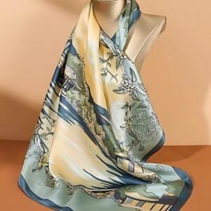 Serene Landscape Satin Scarf 100x100