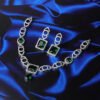 Statement Necklace with Emerald and American Diamond-Green