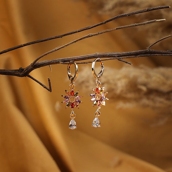 Unique Flower Drop Earrings-Multicolour