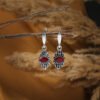 Statement Earrings with Intricate Detailing-Maroon