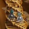 Elegant Earrings with Intricate Design-Green