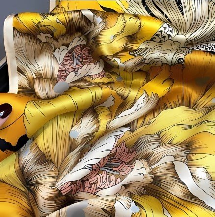 Golden Bloom Satin Scarf 100x100