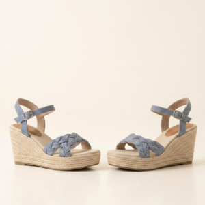 Azure Braided Espadrille Wedges