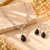 Noir Teardrop Crystal Necklace Set